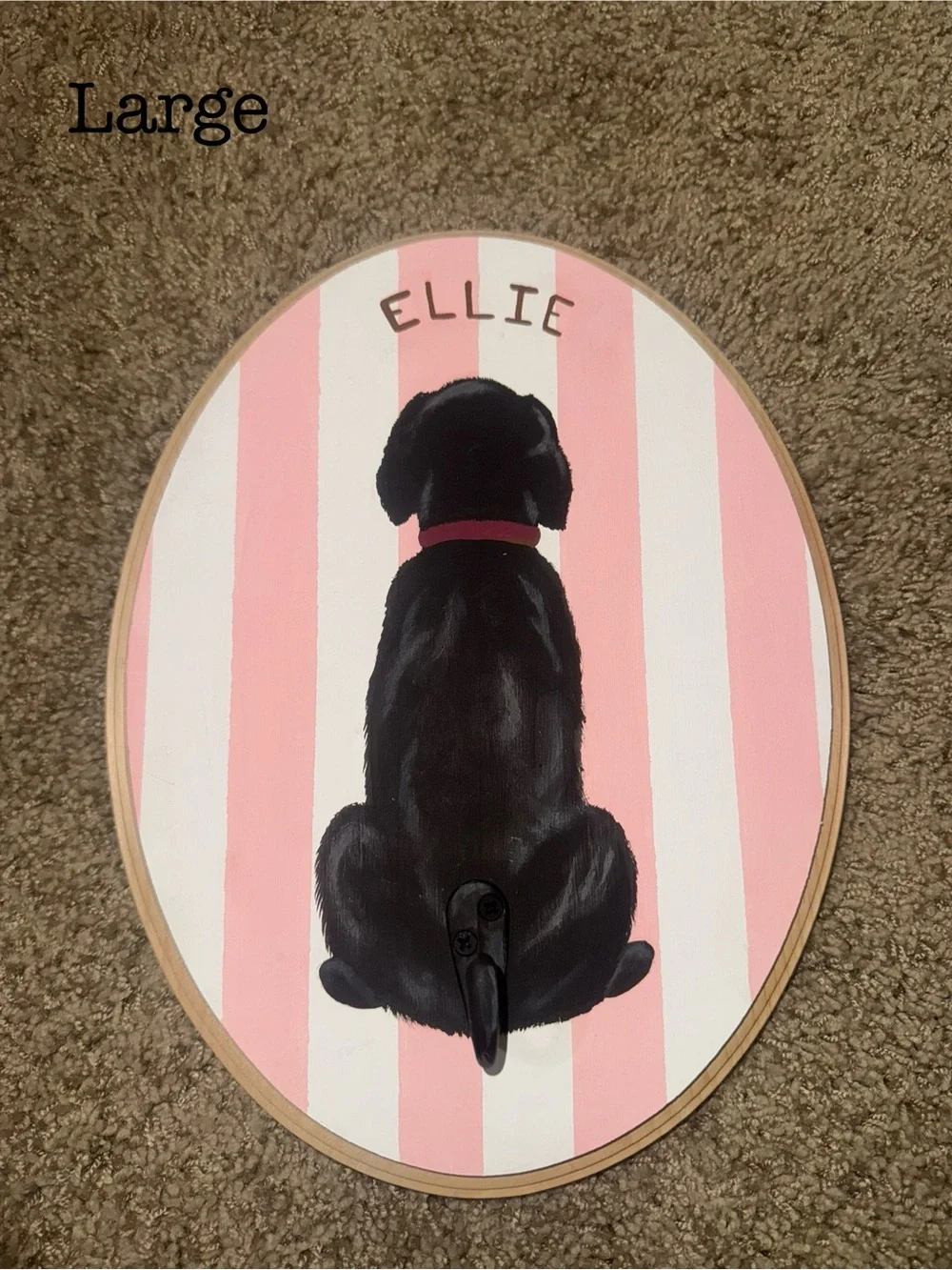 🐾 Custom Hand-Painted Pet Leash Holder & Portrait - Size Large (9in x 12in)🐾